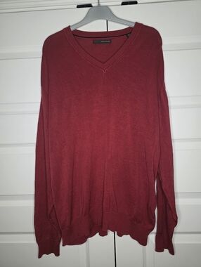 Greg Norman Mens Large Red Long Sleeve V-Neck Sweater